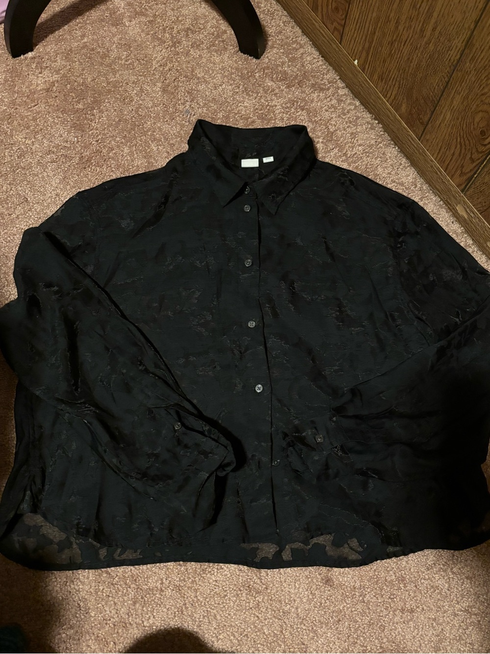 GAP Black Lightweight Sheer floral Button-Up Shirt Jacket